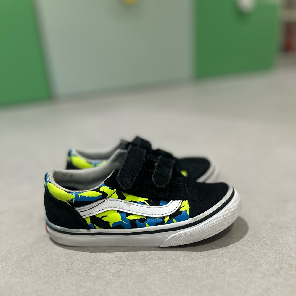 Vans Black and Neon Kids Sneakers